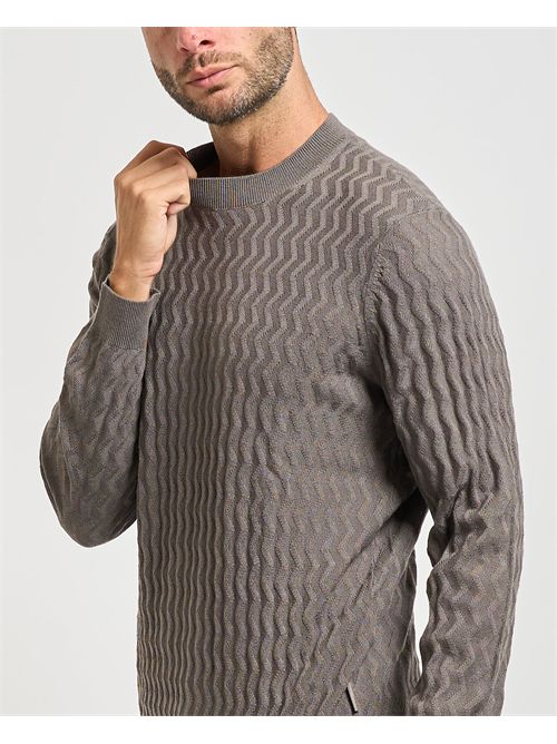 Men's Armani Exchange crew neck sweater with wavy texture ARMANI EXCHANGE | XM001560-AF11982F8034